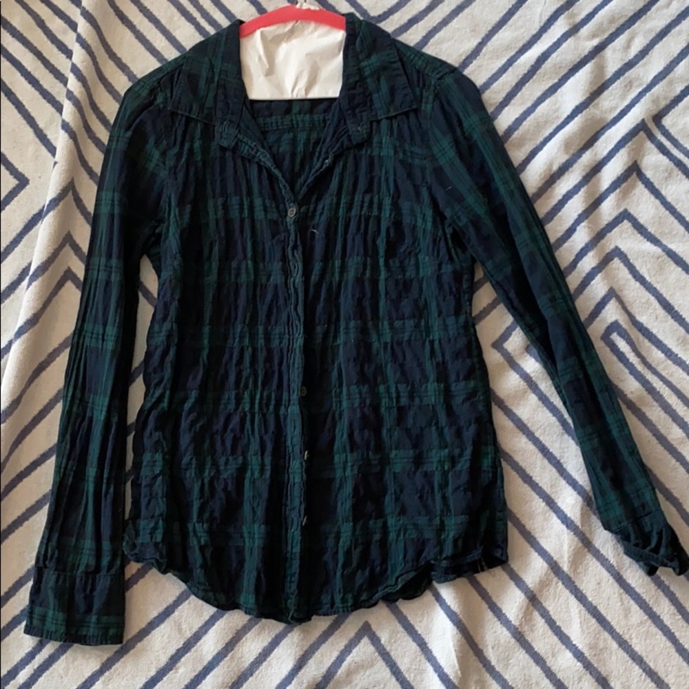Jcrew green and navy plaid shirt